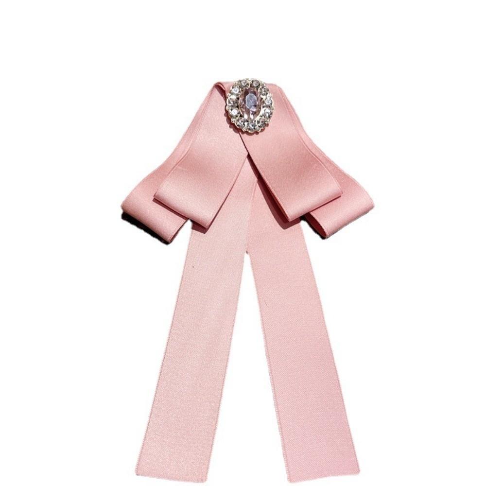 Crystal Rhinestone Ribbon Bowtie Brooch Fabric Bow Tie Brooches  Dress Shirt Accessories