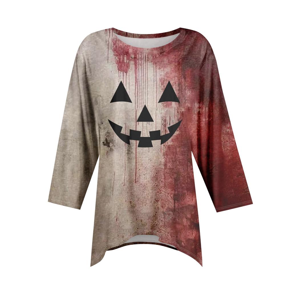 Tunic Tops For Women Loose Fit Prints Tops 3/4 Length Sleeve Womens Tops With Asymmetrical Hem