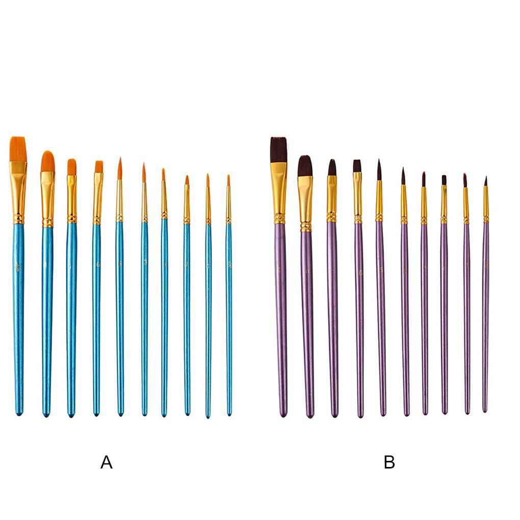 10X Paint Brushes Art Tool Set Aluminum Fine Workmanship Train Practice Practical Watercolor Artist Paintbrush