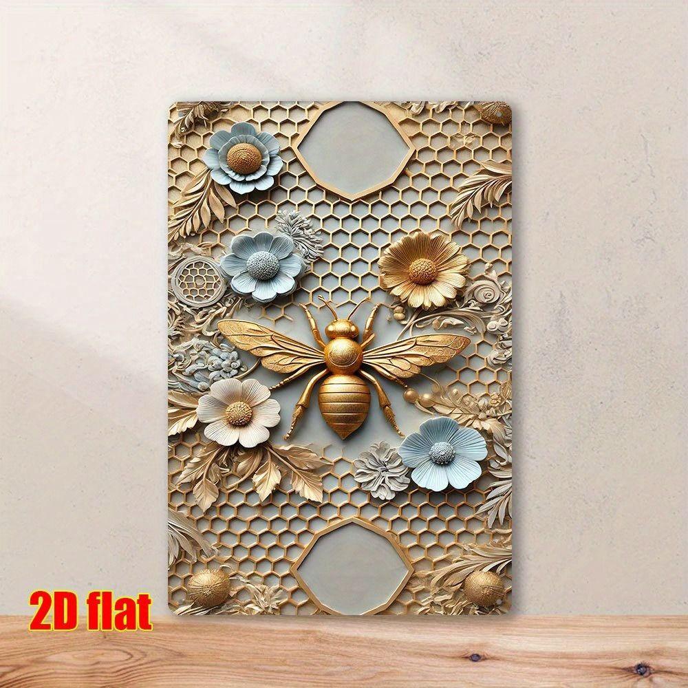 Metal Sign Bee Flower Nature Sunflower 20x30cm Wall Decor
