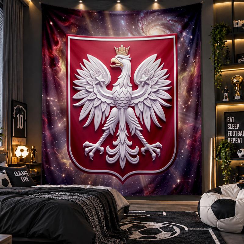 Wall Hanging Tapestry Poland Football Print Cloth for Living Room Bedroom Home Decor