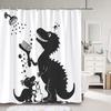 Funny Cute Animal Shower Curtain Riding Shark Cat, Dog In Bathtub And Pretty Pig Polyester Fabric Shower Curtains Bathroom Decor