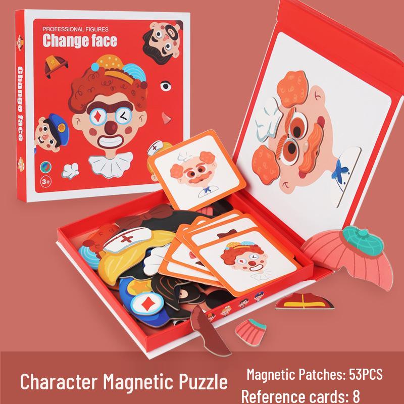 Cross-Border Ocean-Themed Magnetic Puzzle Set for Kids: Interactive Dress-Up & Transportation Figures for Early Education.