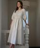 DEHEVE Ribbon Shirring Puff Long Dress [Ivory]