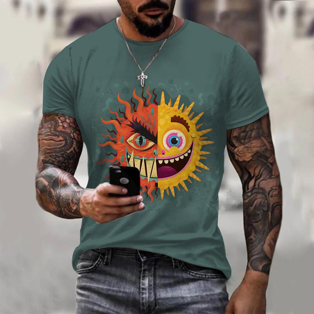 3D Digital Printing T-Shirt Teen Men's Short Sleeve Top Versatile Breathable