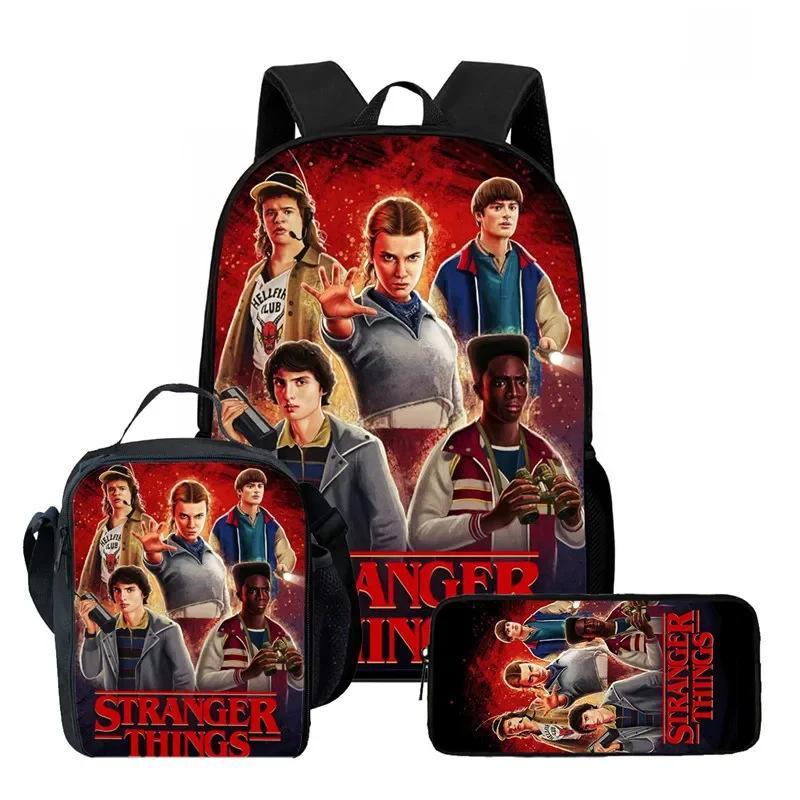 Strangertings Stranger Things Student School Bag Children'S Backpack Satchel Pencil Case