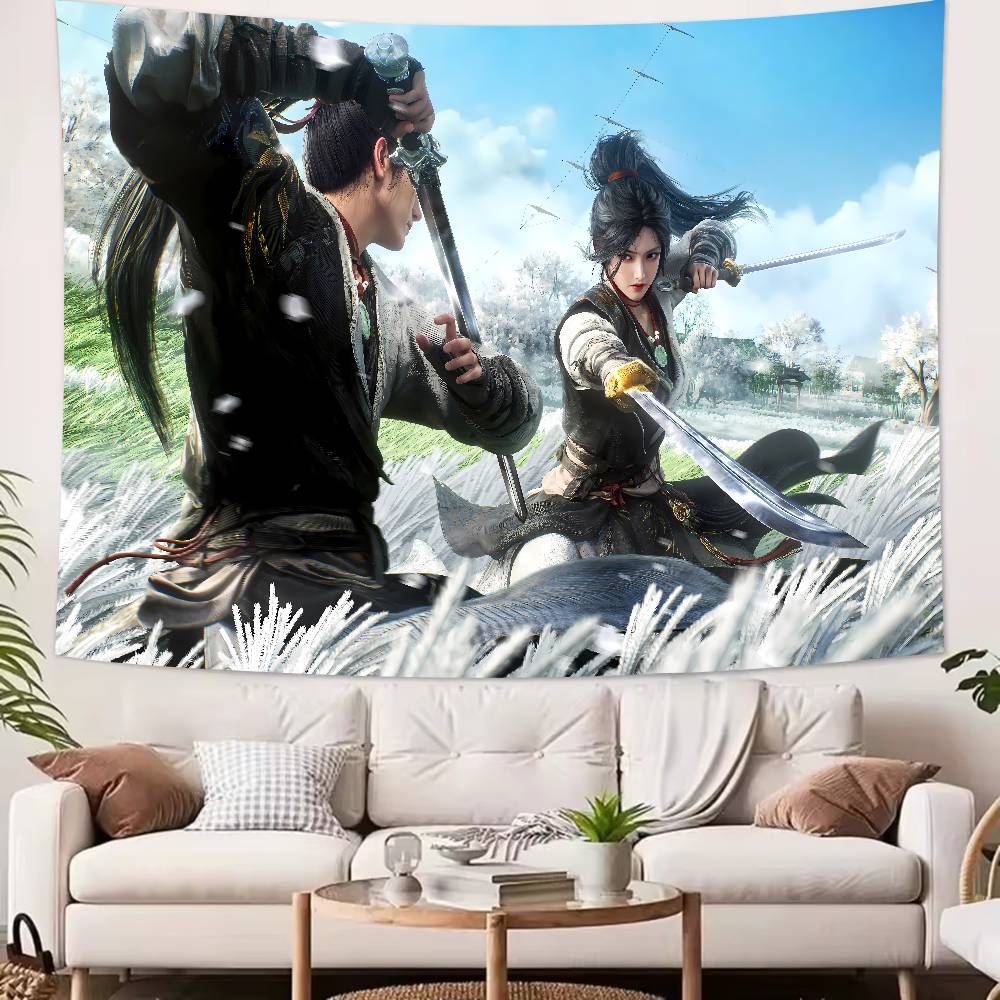 Fashion Hot Cool Video Game Where Winds Meet Tapestry Wall Hanging Wall Rugs Dorm Decor Blanket Camping Decoration Tapestry