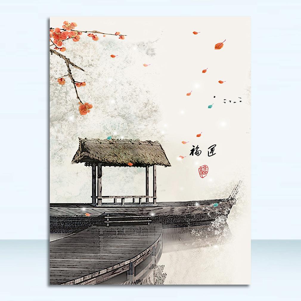 New Chinese Ink Flowers Buddha Wall Art Print Picture Canvas Painting Poster for Home Living Room Decoration Frameless