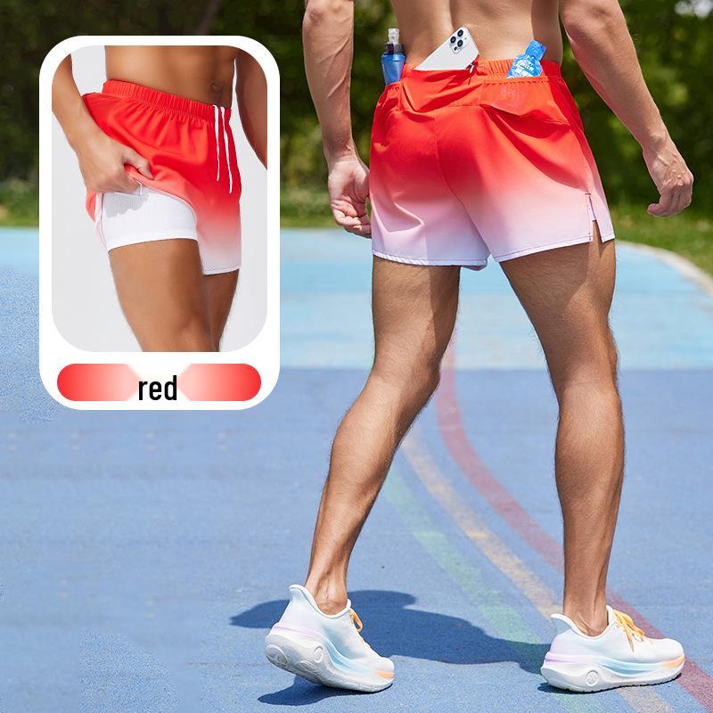 Unisex Quick-Dry Double-Layer Beach & Sports Shorts M красный