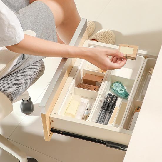 Expandable Storage Box Drawer Organizer with Removable Dividers Adjustable 3-Compartment Drawer Divider for Office Kitchen Bathroom Bedroom