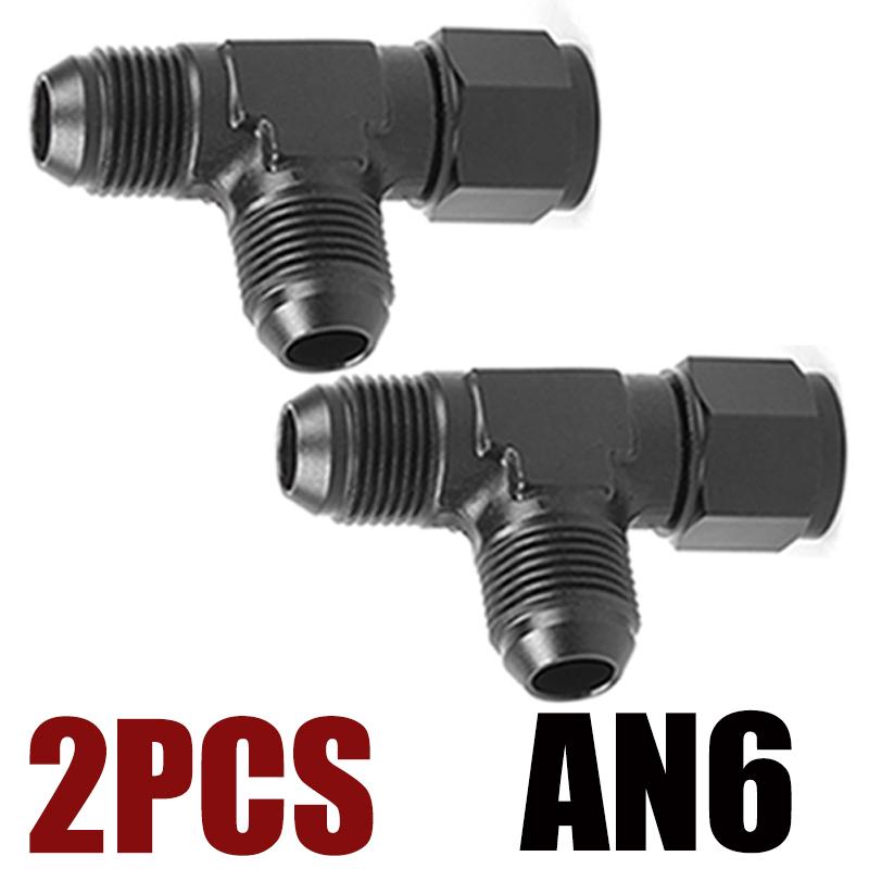 2X AN4 AN6 AN8 AN10 AN12 Universal Aluminum Hose Tee Connector Fittings Male To Male Female Tee On Side Thread Fitting Adapter