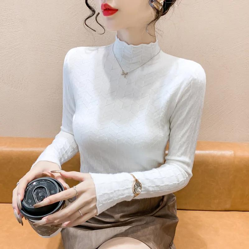 Autumn Winter Bottoming Shirt Women's New Thin Sweater Slim Fit Versatile Close-fitting Half Turtleneck Bottoming Top