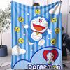 Doraemon Logo Pattern Fleece Blanket, Blue White Round Face with Red Nose Soft Throw, Cozy Couch Blanket for Kids Room