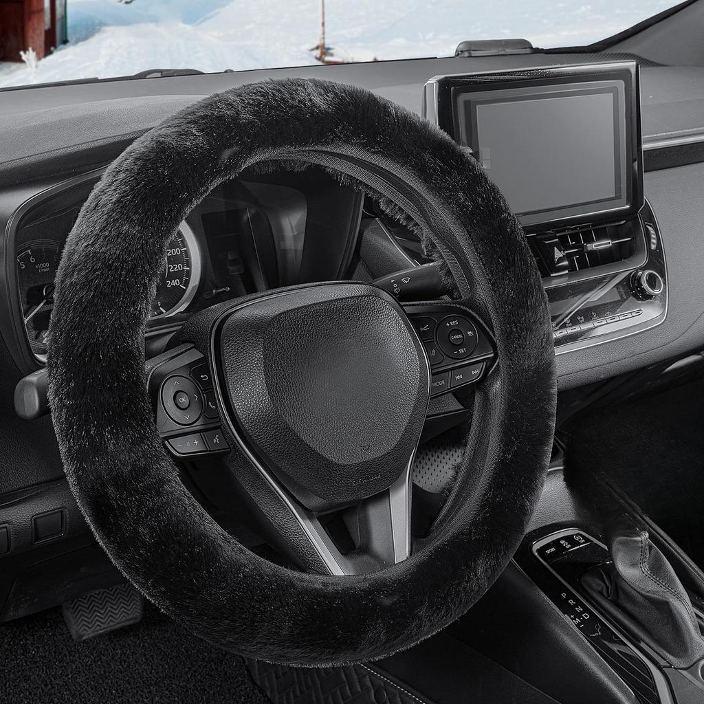 Car Steering Wheel Cover Without Inner Ring In Winter Warm Plush Non-slip Without Inner Ring Steering Wheel Cover Handlebar Cove