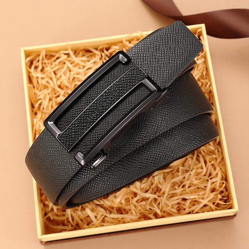 Men's New Genuine Leather Automatic Buckle Belt Fashionable and Trendy Cowhide Belt  Casual and Simple Versatile Belt for Middle Aged and Young People