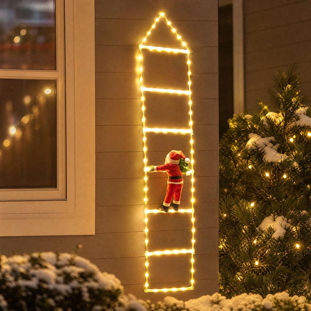 Christmas Climbing Ladder Lights with Remote Control and 8 Lighting Modes
