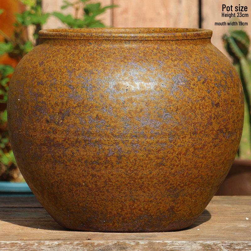 Vintage Ceramic Coarse Pottery Succulent Planter - Tall Indoor Decorative Jar for Flowers and B&B Hotels