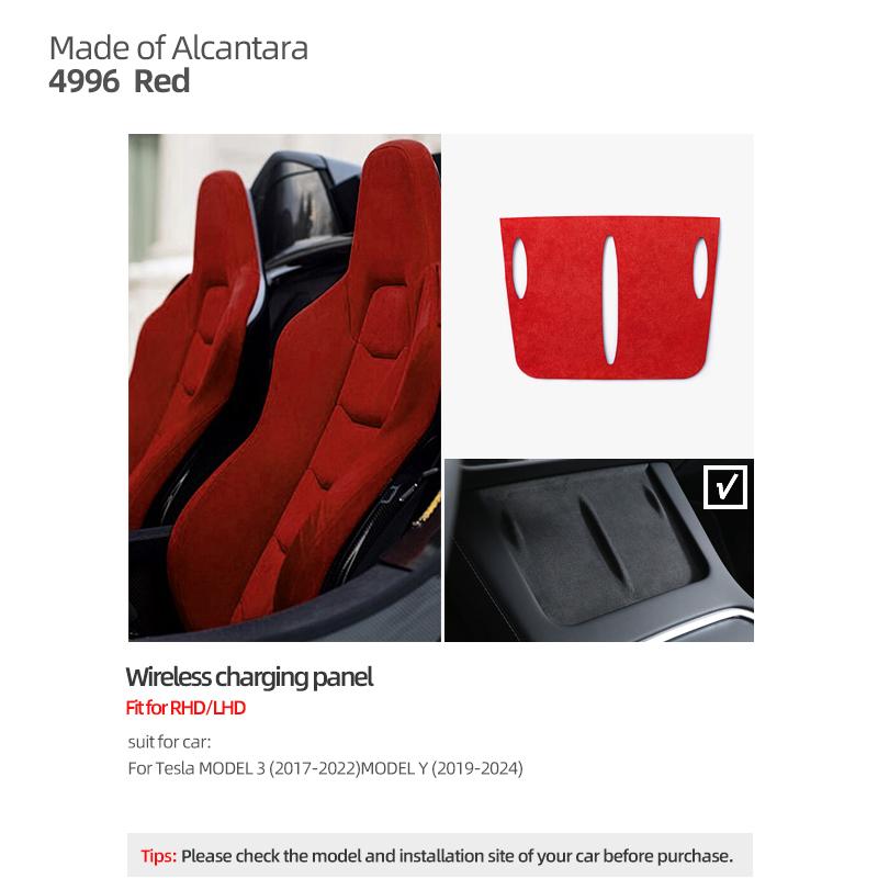 For Tesla 2018- Model 3 Highland Y Juniper Made of Alcantara Wireless Charge Panel Trim Sticker Cup Mat Car Interior Accessories