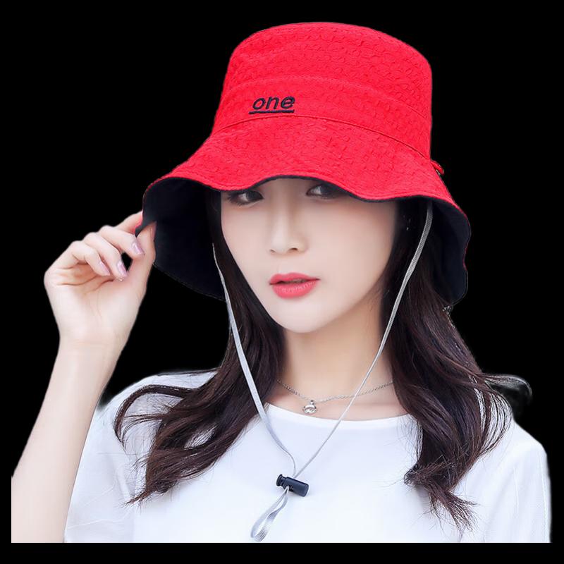 

Women s Embroidered Double-Sided Sun Protection Bucket Hat 58CM One Size