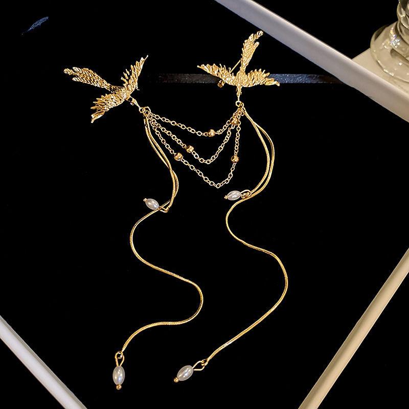 Chinese Style Fire Phoenix Brooch Pins Delicate Long Fringe Brooches For Women Men Animal Bird Corsage Clothes Accessories Gifts