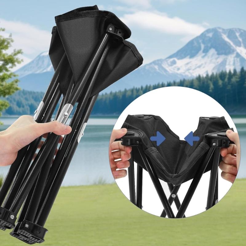 Rapid Fold Portable Stool Large Seat Water Resistant Texture Integrated Side Pocket Small for Backpacking Trip