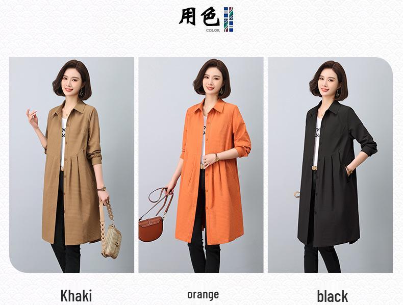 2024 Women's Mid-Length Trench Coat: Chic Spring & Autumn Fashion for Mature Women