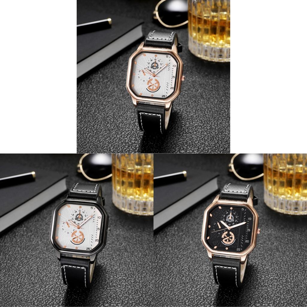 Business Watch Mens Leather Quartz Wristwatch With Minimalist Dial For Formal Wear