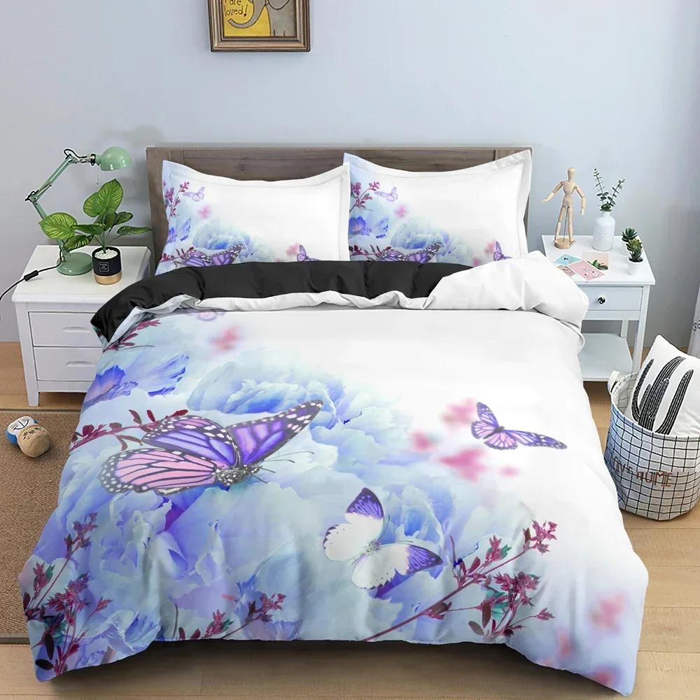 Beautiful Butterfly Comfortable Duvet Quilt Cover Pillowcase Bedding Set Children Bedroom Decoration Home Textile