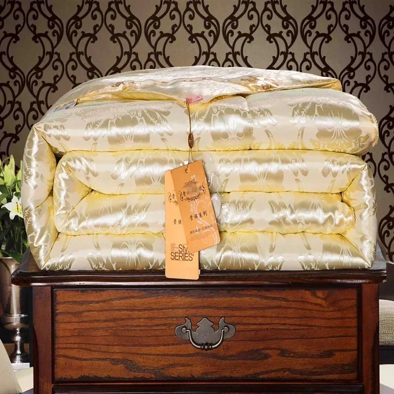 

Summer Winter Silk Quilt Chinese Silk Comforter Purple Gray Green Colorful Duvet Filling Natural/Mulberry Silk Blanket Comforter 150x200cm 1.5kg жёлтый