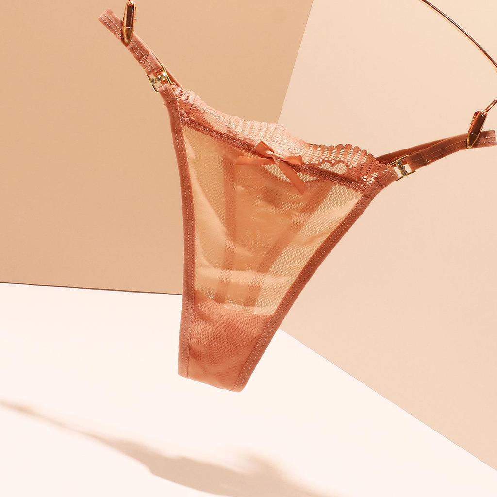 Tanga de Encaje de Diamante Sin Costuras con Lazo - Estilo Europeo y Americano para Mujer