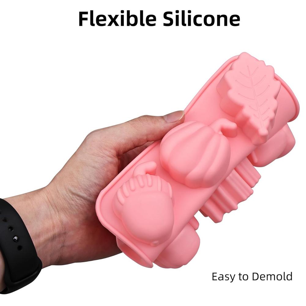 2 Pack Autumn Silicone Molds Pumpkin Leaf Acorns Shape Fall Baking Molds Pumpkin Chocolate Mold DIY Sugar Chocolate Candle Molds