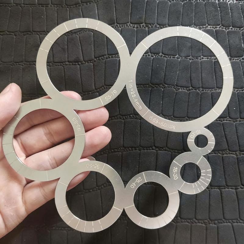 Konstrukce z nerezové oceli Kožený měřicí nástroj na řezání Kulaté řezací pravítko pro přesná kruhová měření v řemeslech