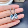 Natural Topaz Hoop Earrings Female Bule Stone Sterling Silver 925 Earrings for Women Big Topaz Earrings Valentiner's Day Gift