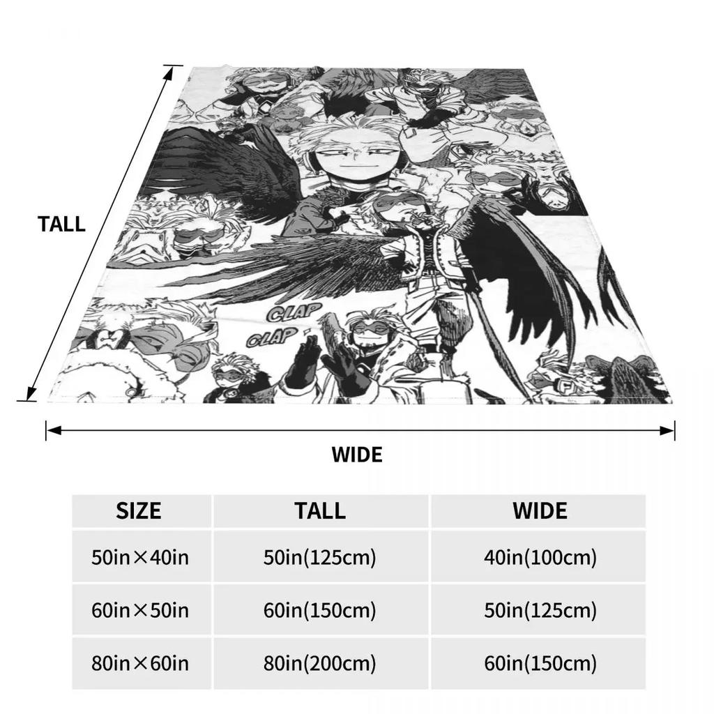 Boku No My Hero Academia Manga Coral Fleece Plush Throw Blanket Hawks Collage Anime Blanket for Bedding Travel Warm Bedspread