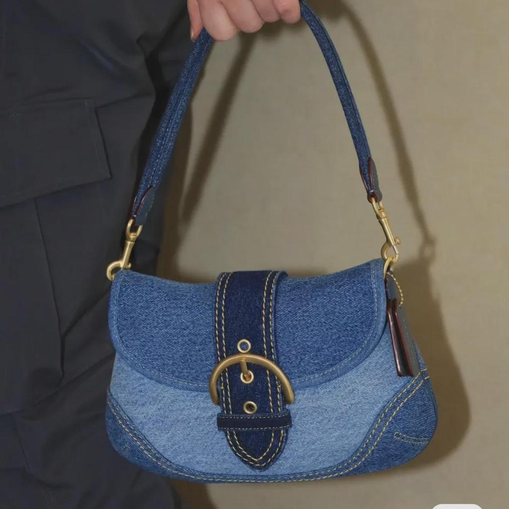 2024 Spring/Summer Women's Retro Blue Denim Shoulder Bag