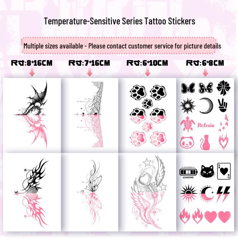 Temperature-Sensitive Succubus Finger Color-Changing Waterproof Tattoo Sticker - Cute Cartoon Design