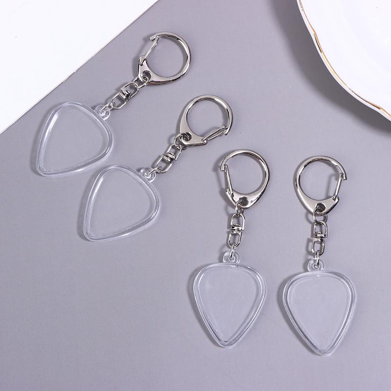 3/5Pcs Guitar Pick Collection Box Keychains Transparent Photo Frame Replaceable Detachable Pendant Musical Accessories