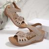Women's Flower Wedge Sandals  Summer Platform Sandals Chunky Heel Open Toe Beach Shoes Casual Outdoor Sandals