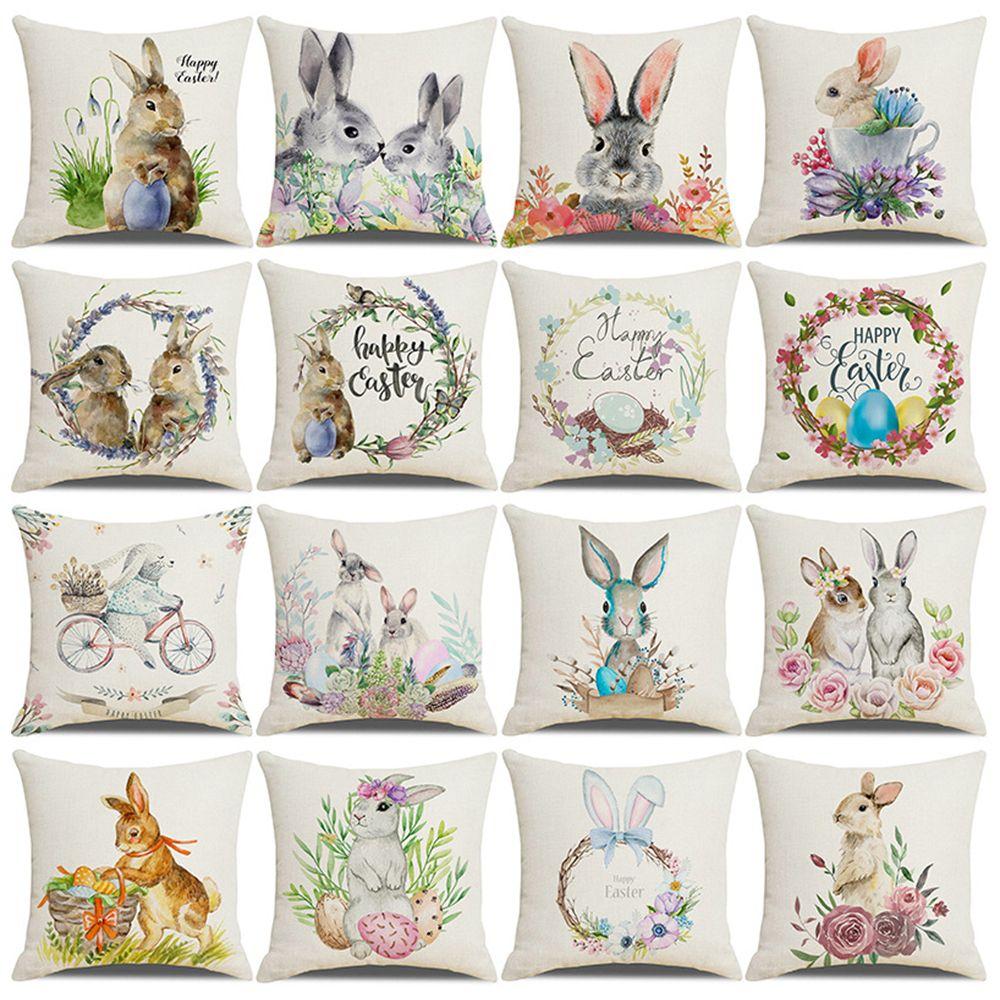 Party Bunny Eggs Sofa Easter Pillowcase Pillow Case Easter Decorations Cushion Cover