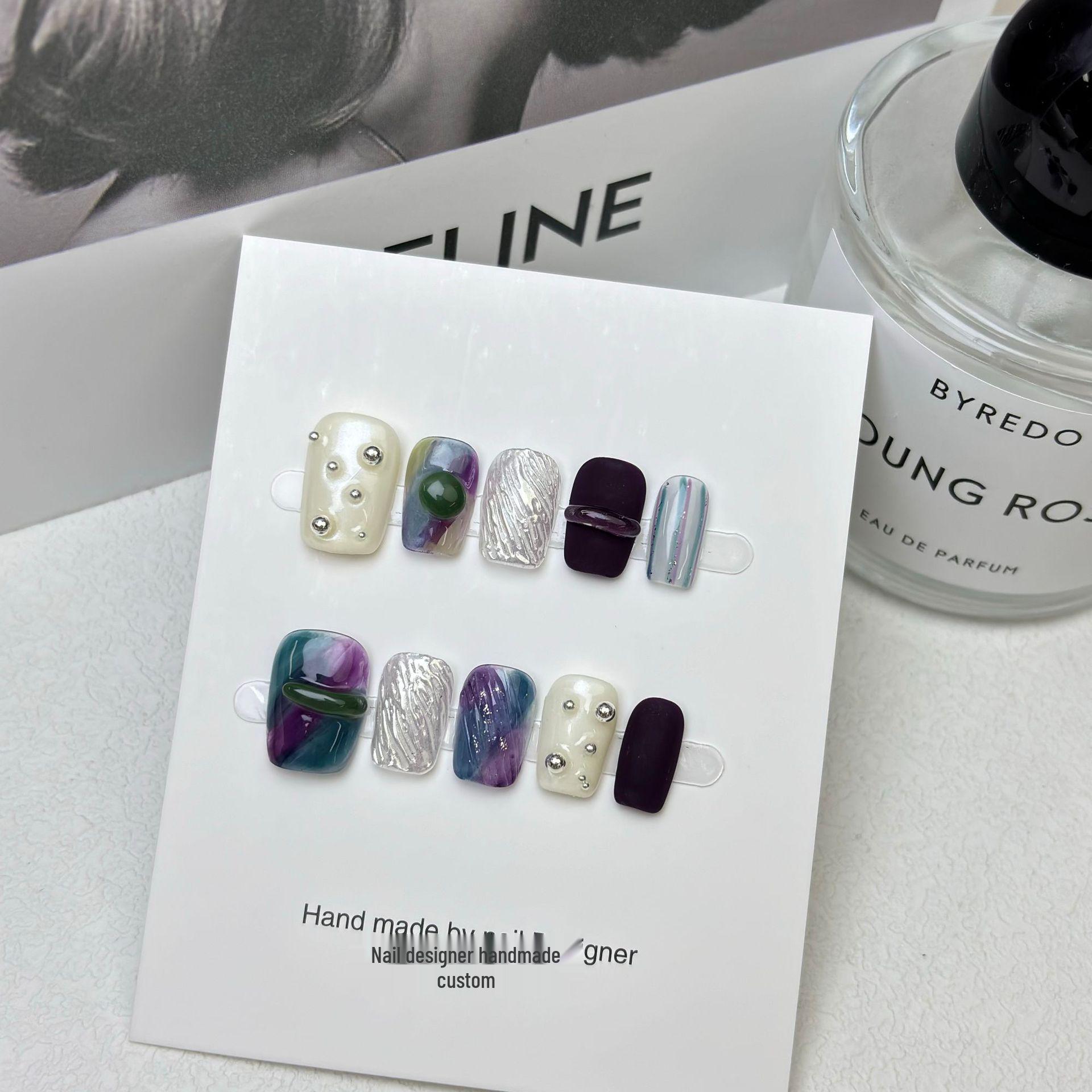 

Fairy Zixia Handmade Wearable Nail Pieces: Short, Whitening, Removable Fake Nail Stickers Large