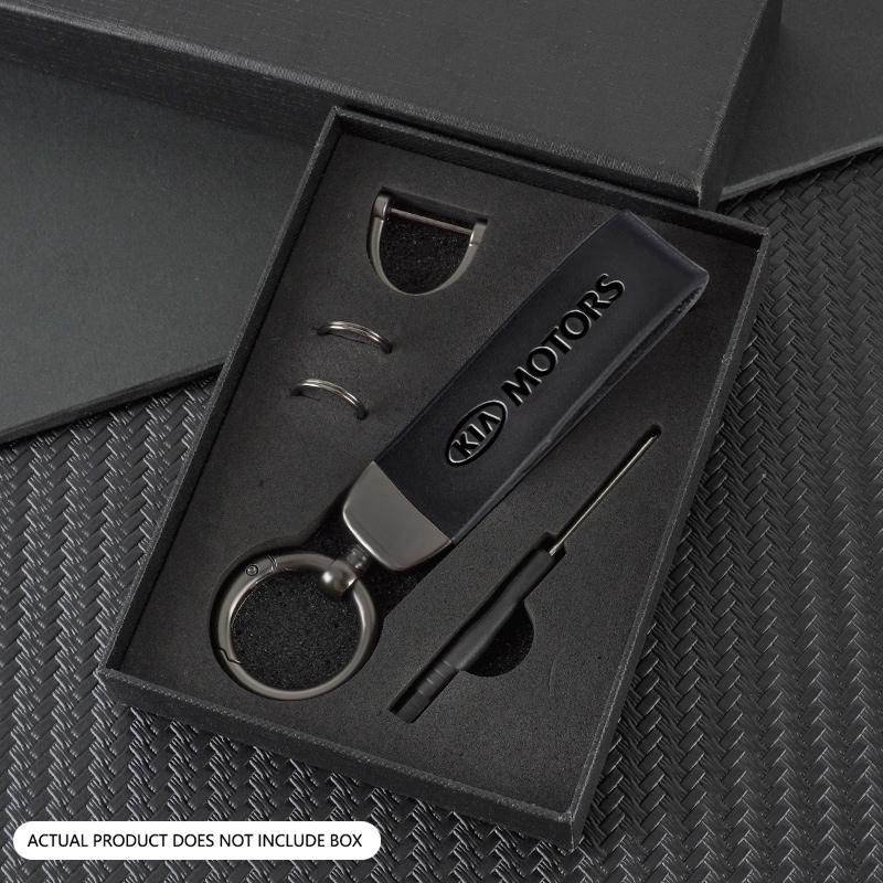 PODV6 Metal Vintage Leather Car Logo Styling Keychain Key Ring For KIA Ceed Sportage Rio Proceed K5 Optima Sedona Forte Cerato Venga