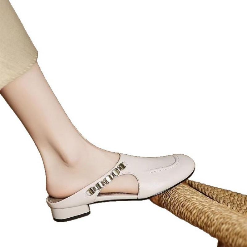 Summer wear light sandals women's new summer square thick root soft-soled shoes retro half slippers