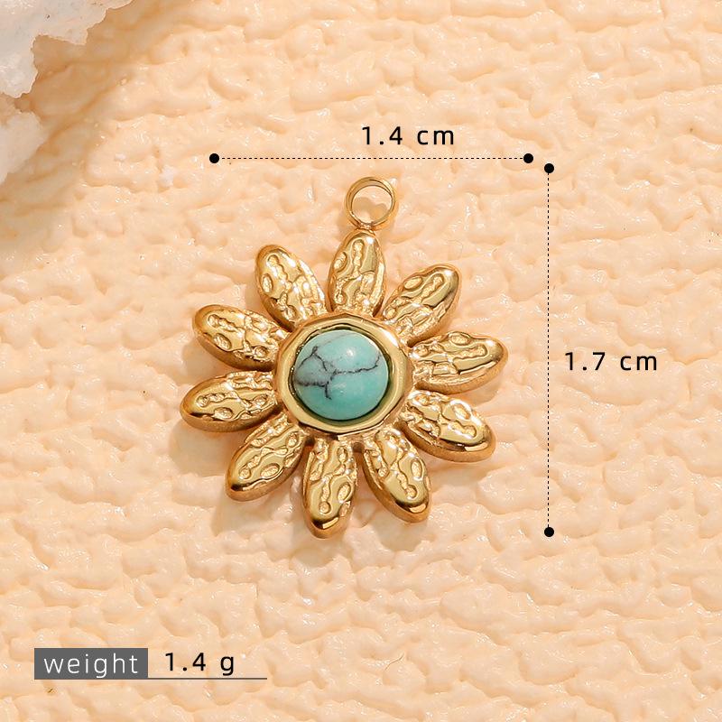 European & American Cross Turquoise Necklace Earrings Pendant Sunflower Charms DIY Sweater Chain for Women