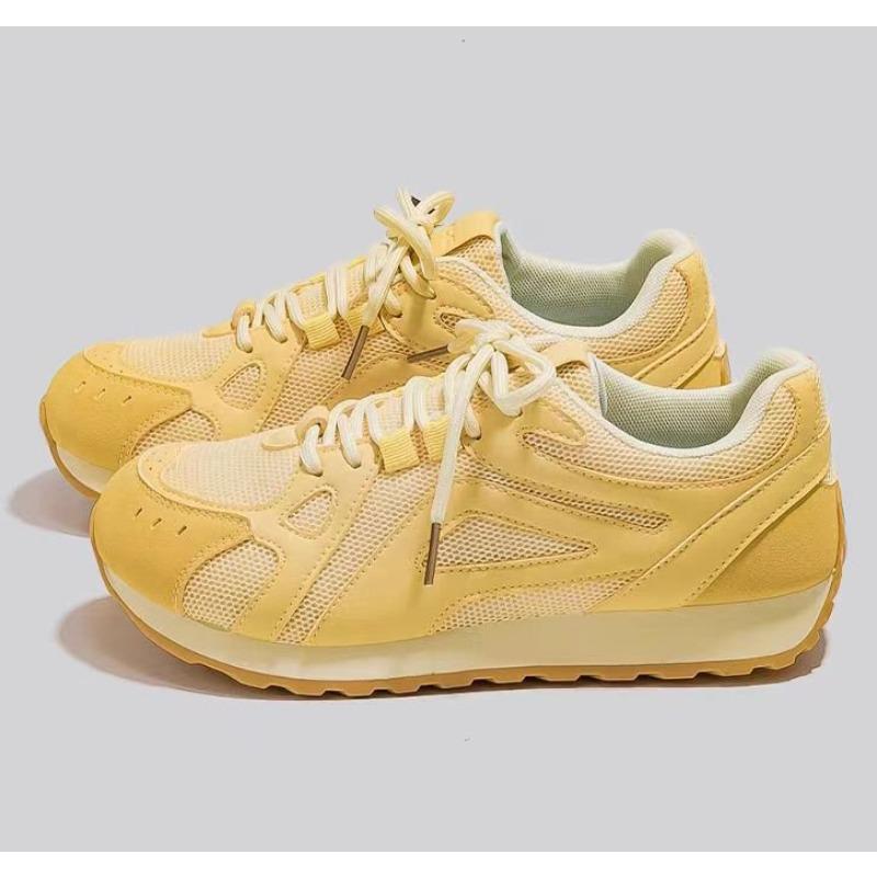 

Simple casual sports shoes autumn new soft sole light and comfortable mesh breathable white shoes women 40 жёлтый