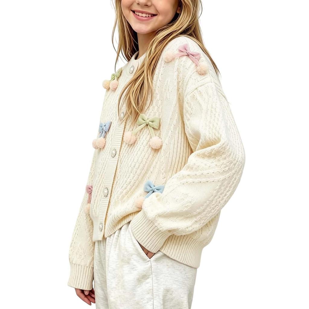 Stylisches gestricktes Oberteil für Mädchen mit 3D, niedliche Bonbonfarbe Bluse für lässige Alltagskleidung