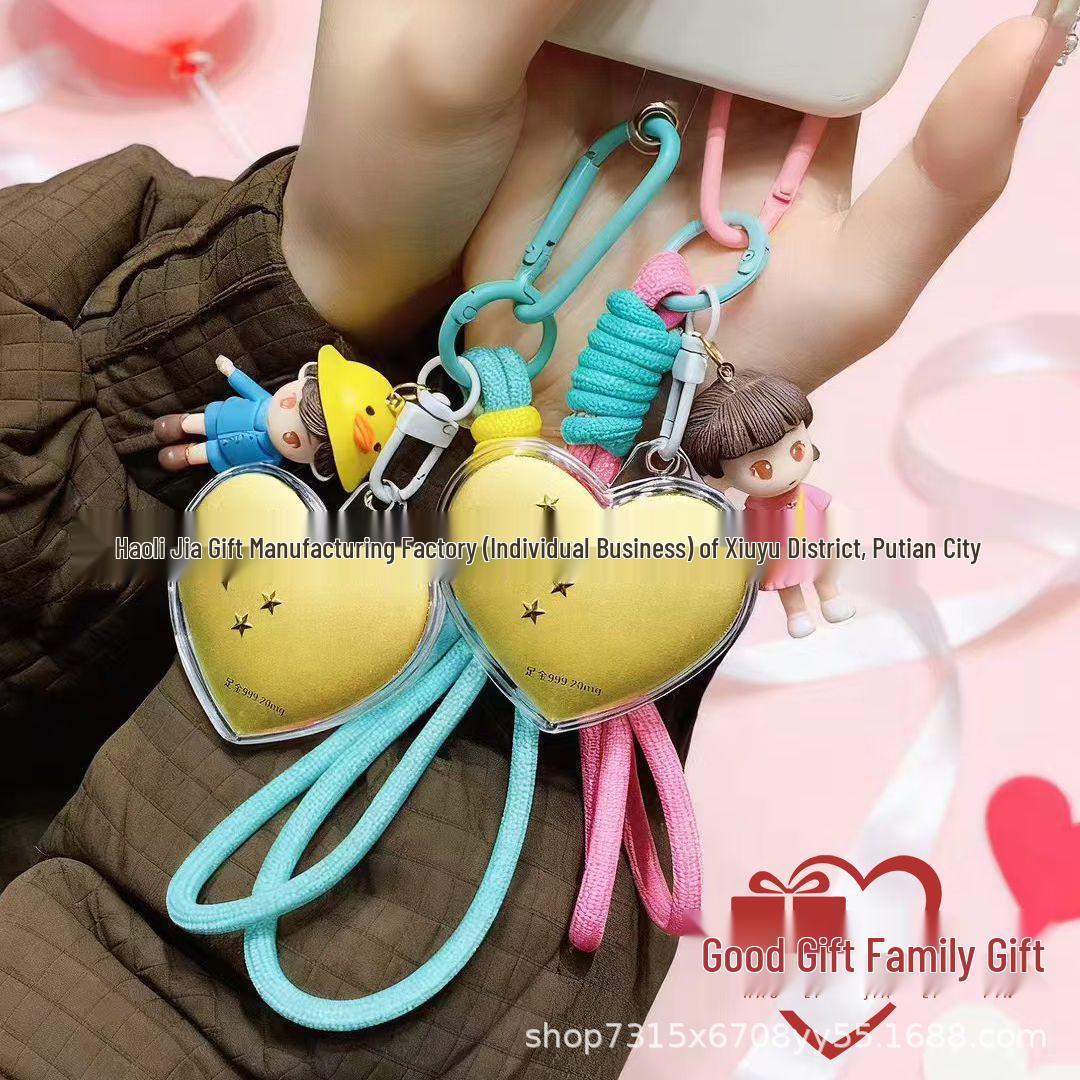 Shui Bei 999 Pure Gold 20mg Mobile Phone & Bag Pendant for Valentine s Day Couples Rich Lady Pendant