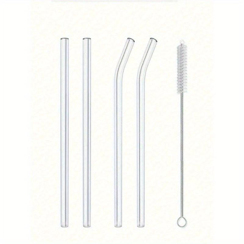 8Pcs Clear Glass Straws With 2 Cleaning Brushes, 8mm Reusable Straws, 4 Straight And 4 Curved Straws, Summer, Summer Sets