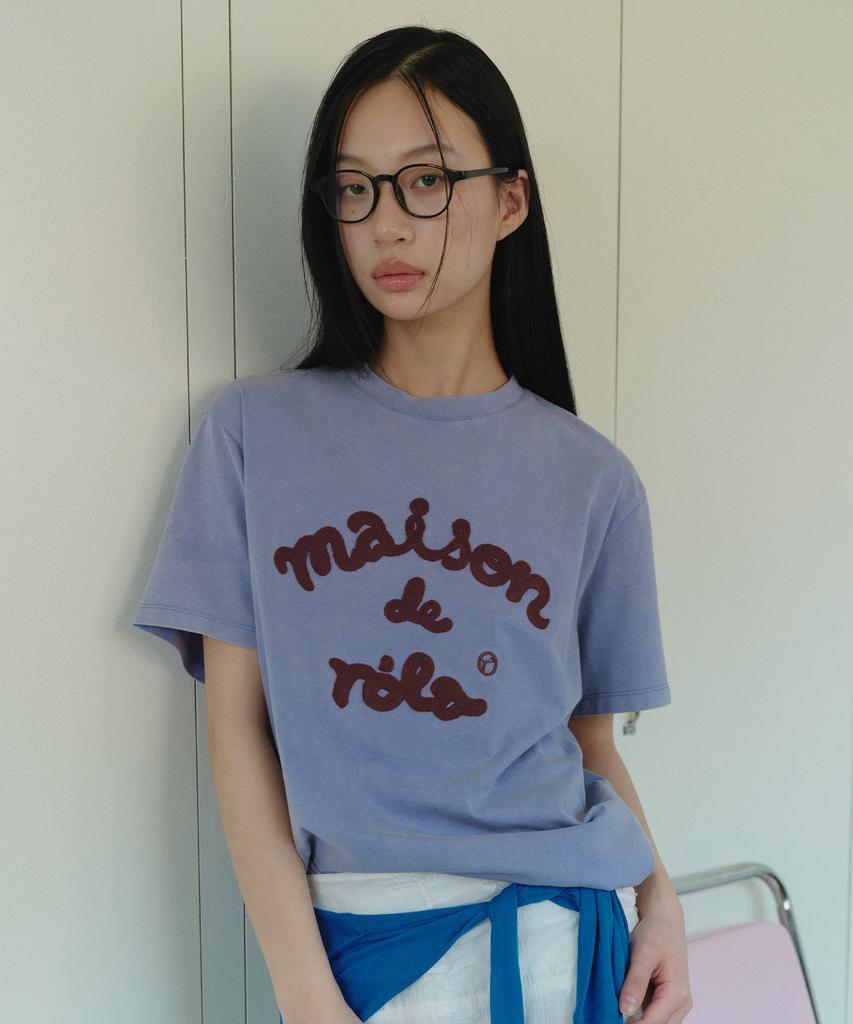 ROLAROLA Maison De Rola Embroidery Pigment Loose Fit T-Shirt Blue