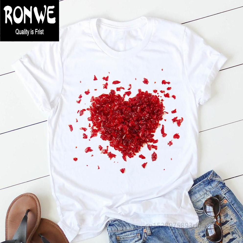 Pink Heart Flower Print Women Tshirt Casual Funny T Shirt Gift 90s Lady Yong Girl Drop Ship PKT-894