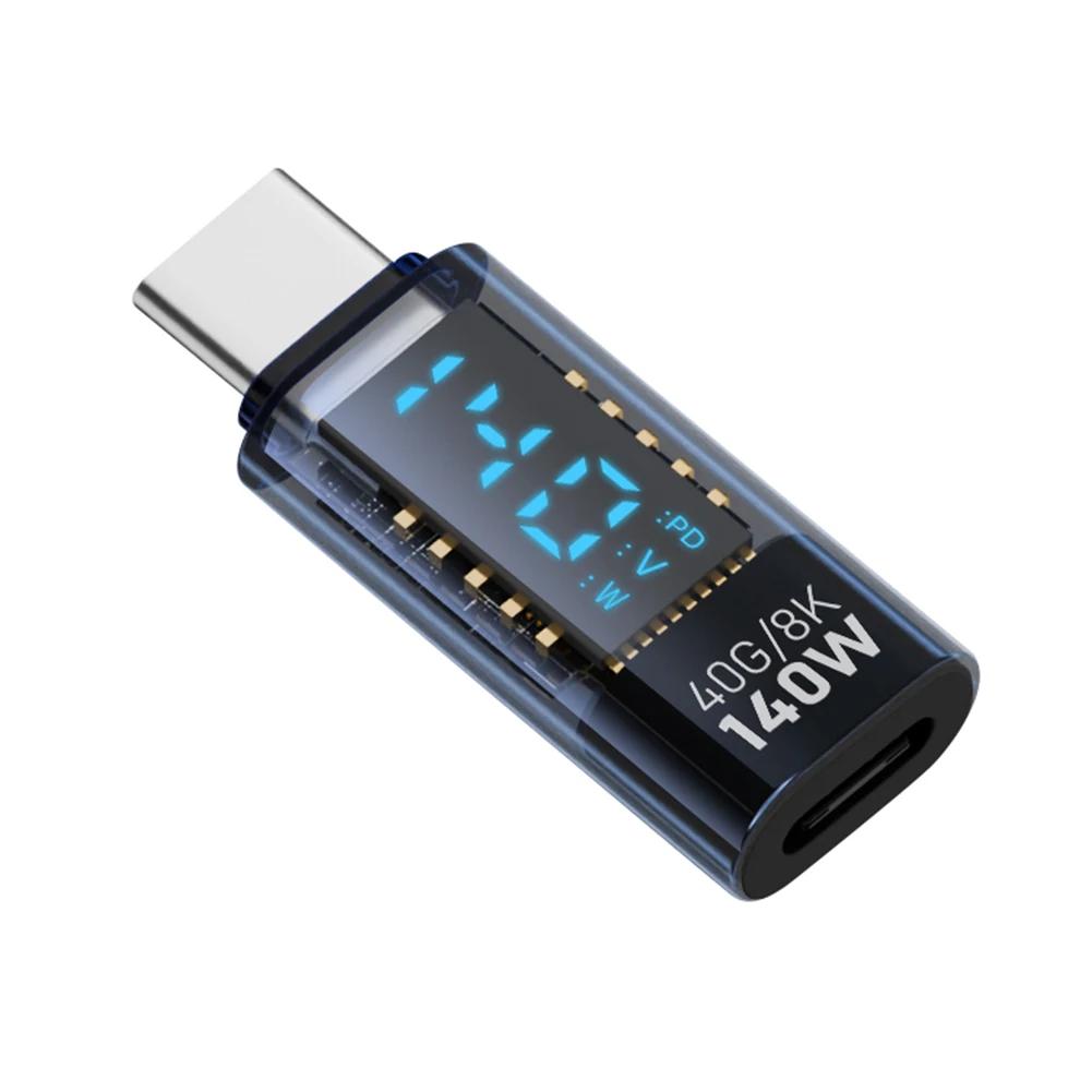 Type C Power Meter Tester PD140W LED Display Fast Charging Cable Adapter USB4.0 40Gbps for iPhone 15 Series/iPad Air/Pro/MacBook